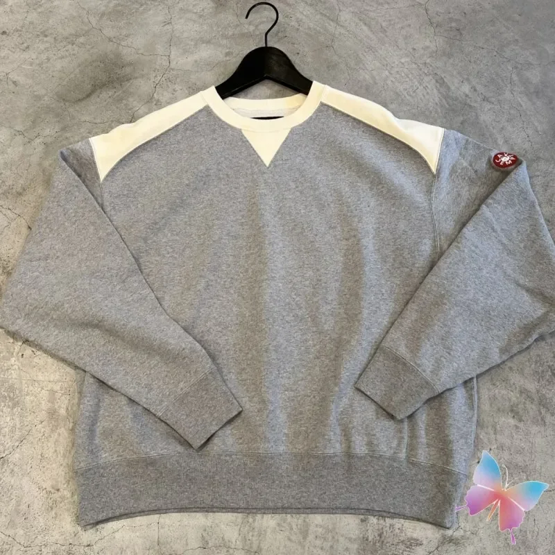 Grey Apricot Color Blocking CAVEMPT Sweatshirts Round Neck Tops Cotton Casual Original Label CE Long Sleeve Pullover Men Women