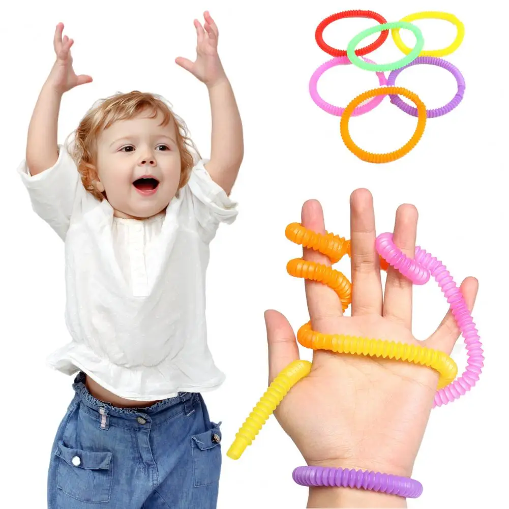 5Pcs Colorful Telescopic Tube Toy Set for Stress Relief Fidgeting Transformation Decompression Stretchable Tube for Kids Adults