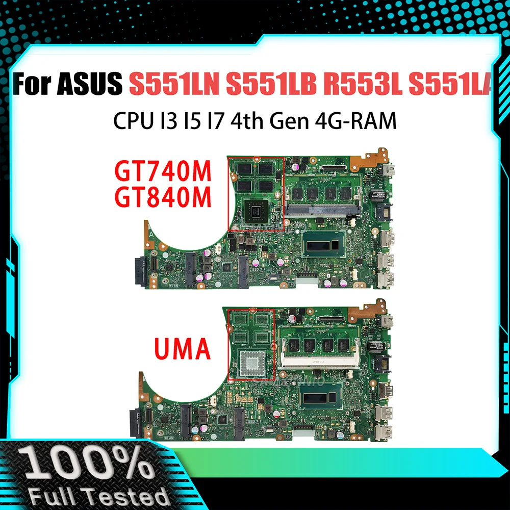 Płyta główna notebooka S551L dla ASUS S551LN S551LB R553L S551LA płyta główna laptopa procesor I3 I5 I7 4. generacji 4G RAM GT740M/GT840M