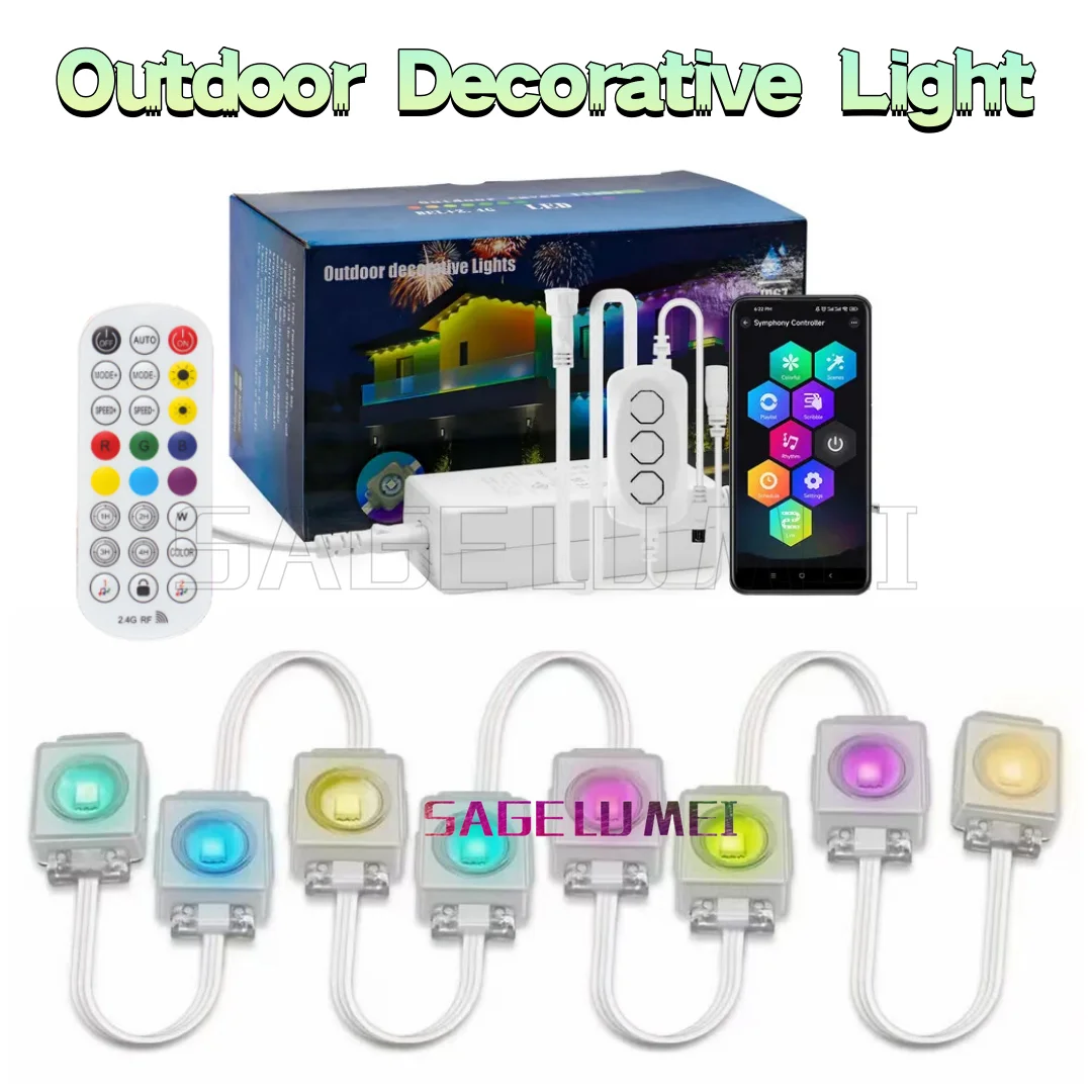 10/20/30/60Leds Outdoor Eaves LED light kit 16703IC(WS2812B) 1600 Million RGBIC Led string Works With Home Assistant DC24V IP67