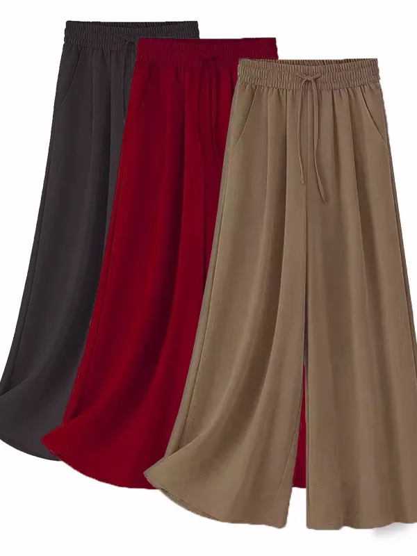 

Ice Silk Wide Leg Pants Skirt Pants Women's Summer New Large Size Draped High Waist Slimming Loose Thin Casual Pants