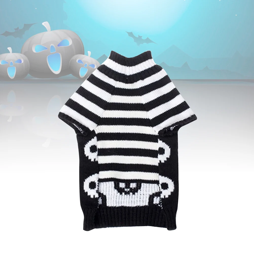 

Pet Sweater For Dogs Skull Stripe Design Warm Puppy Clothing Autumn Winter Halloween Costume Dog Knitwear Pet Supplies