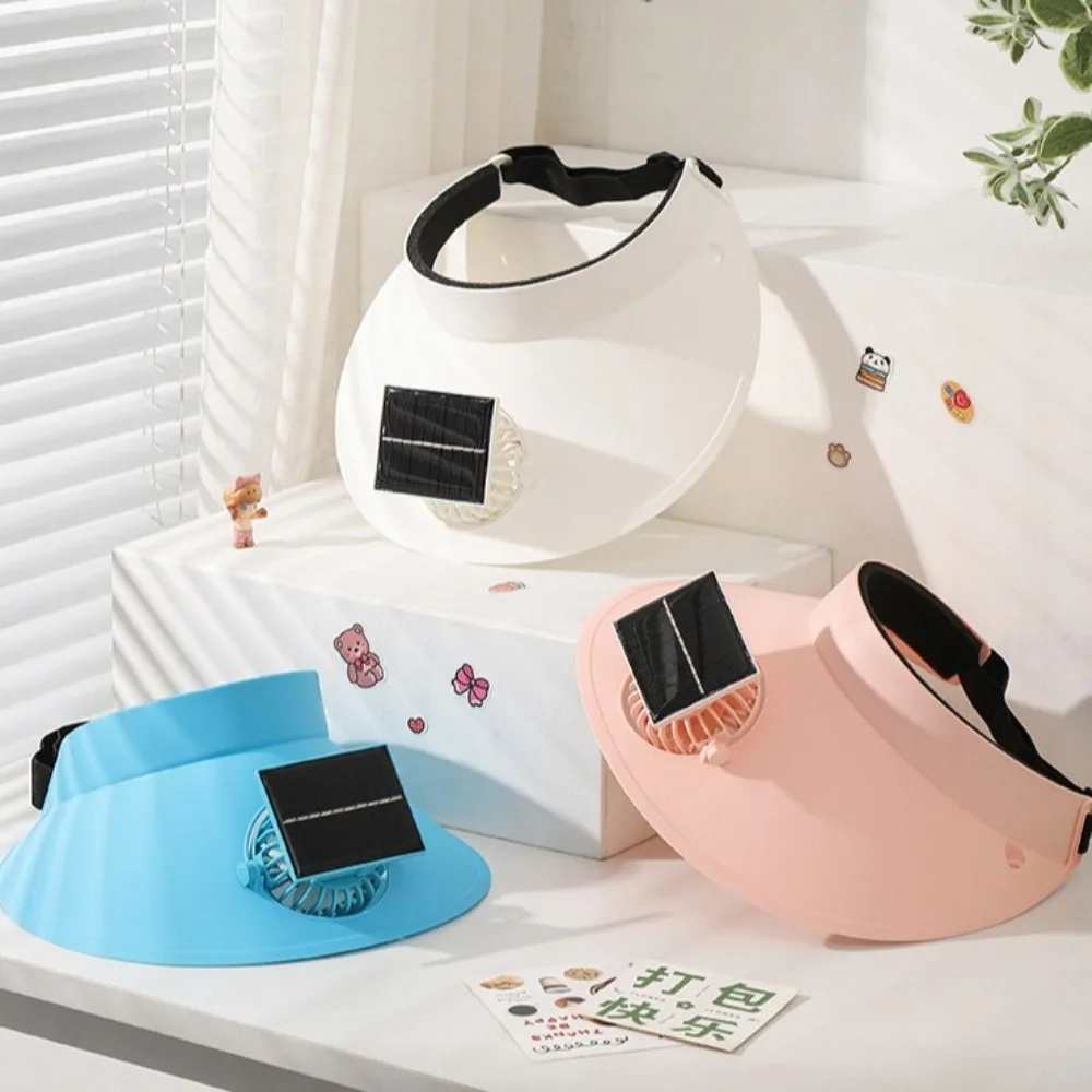 

Fashion Solar/USB Charging Sun Hat with Cooling Fan Wide Brim Empty Top Hat Anti-UV Breathable Beach Sunshade Hat