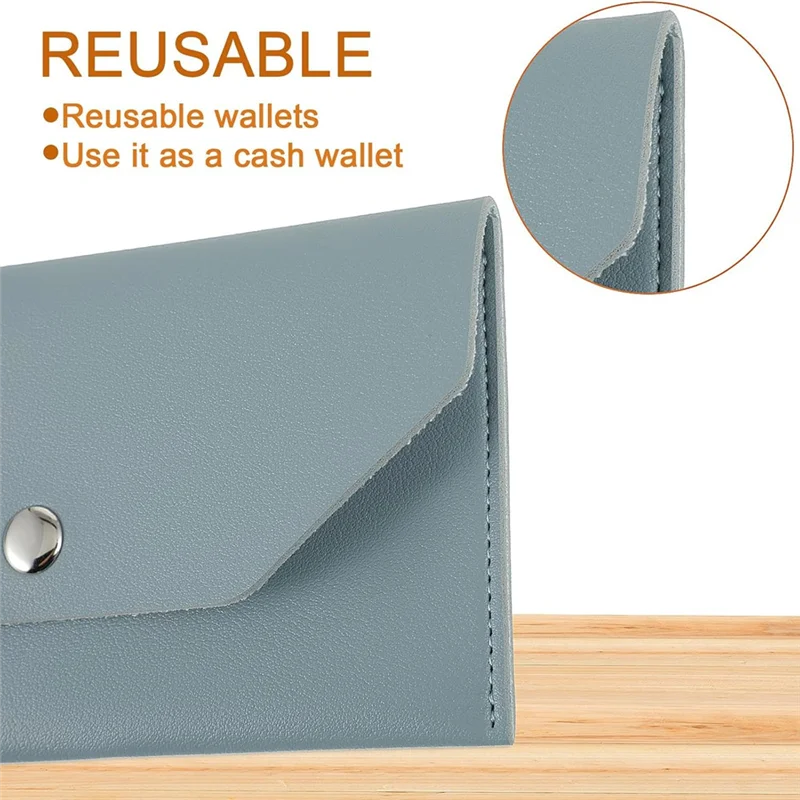 3Pcs PU Leather Cash Envelopes, Waterproof Money Envelopes Reusable Cash Wallet Bags Budget Envelopes