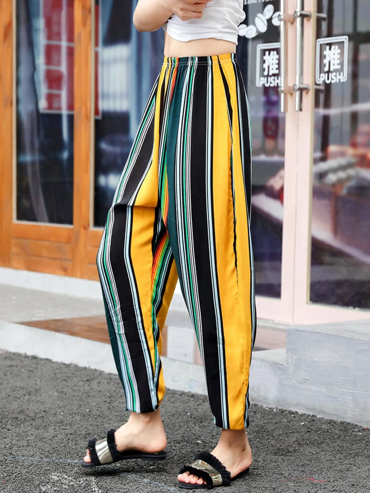 HONGHANYUAN Summer Women Fashion Thin Long Pants Casual Latern Mosquito-proof Beach Trousers Size S to XXXL Super Comfortable