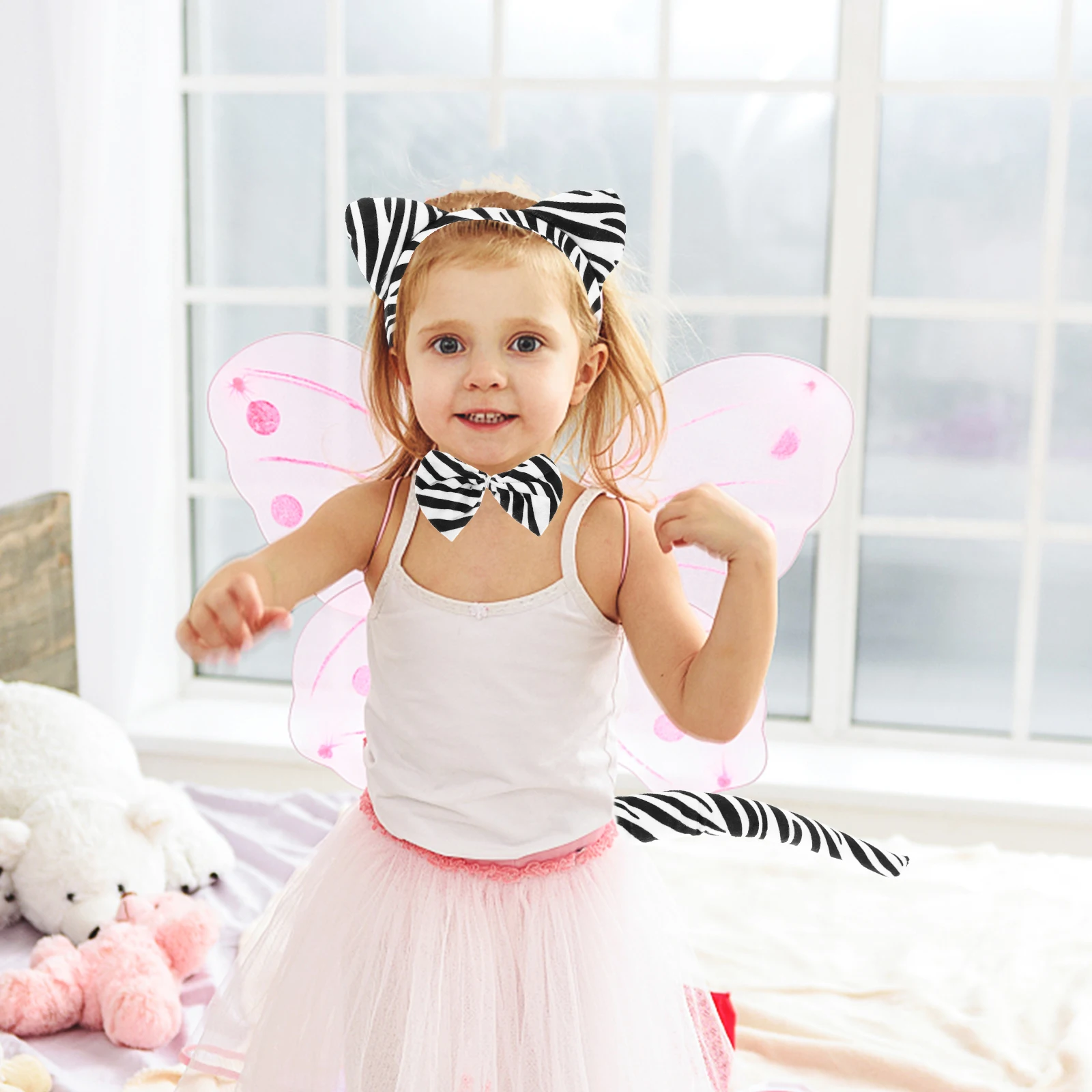 

2 Sets Zebra Headpiece Costume Stylish Hair Hoop Ear Headb Girl Headdress Cosplay Photo Props One Size Fits Most