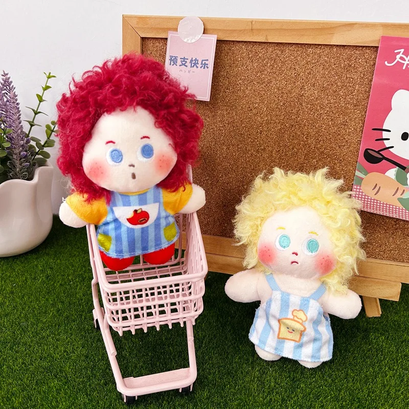 Girl Plush Doll Black Blonde Red Hair Color Dress Choices Voluminous Curls Fabric Face Soft Seated Character Home Display
