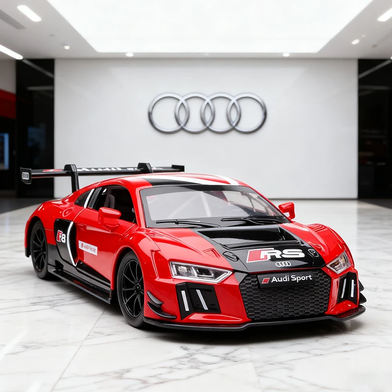 

1:24 AUDI R8 LMS Суперкар из сплава, модель автомобиля, игрушечный автомобиль, литье под давлением металла, звуковой и световой автомобиль, игрушки для детей, автомобиль