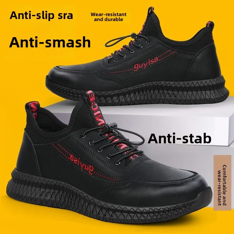 Zapatos con punta de acero para hombre, zapatillas de seguridad con botón giratorio, antigolpes, antipinchazos, zapatos de seguridad ligeros, transpirables y antideslizantes