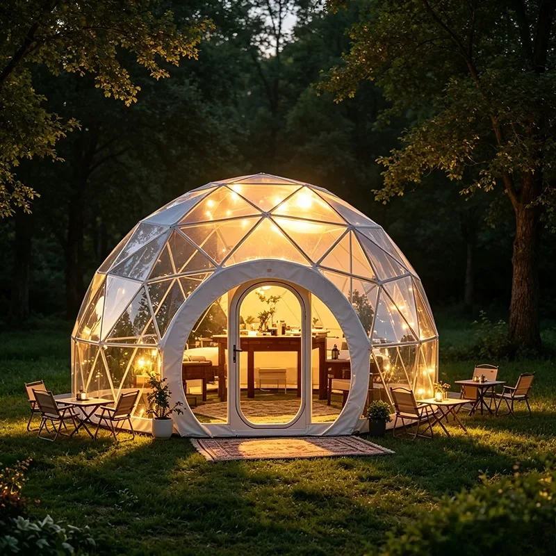 Transparent PVC Geodesic Dome Glamping Tent Waterproof Customizable Bubble House for Garden Resort Hotel Outdoor Events