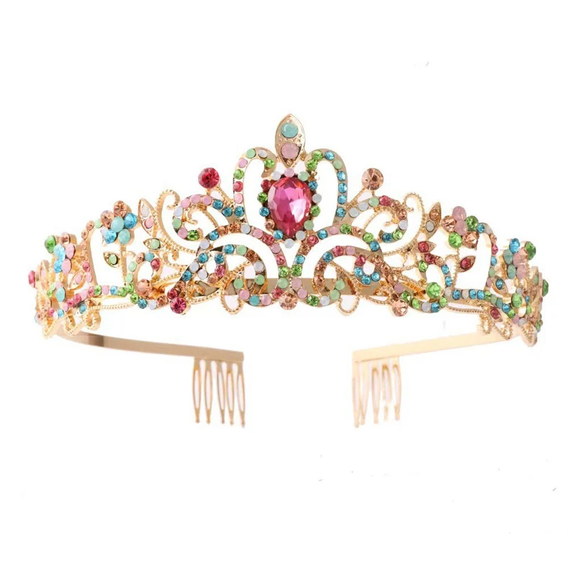 Fashion Women Bridal Diadem Shiny Crystal Birthday Tiara Princess Crowns Combs Headband For Girls Wedding Hair Accessories