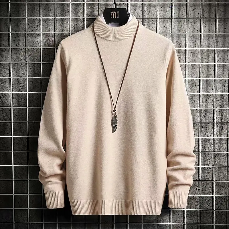 Men's Slim Fit High Collar Knit Sweater - usage example