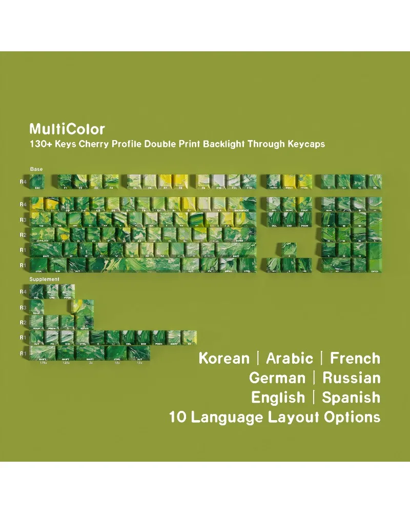 Keycaps Arabic Korean German French Spanish Russian Minor Languages PBT Sublimation Green