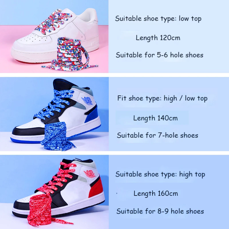 Flat Cashew Flowers Shoelaces for Sneakers Women Men Blue Hand-painted Sports Casual High Quality Basketball ShoesLaces 1 Pair