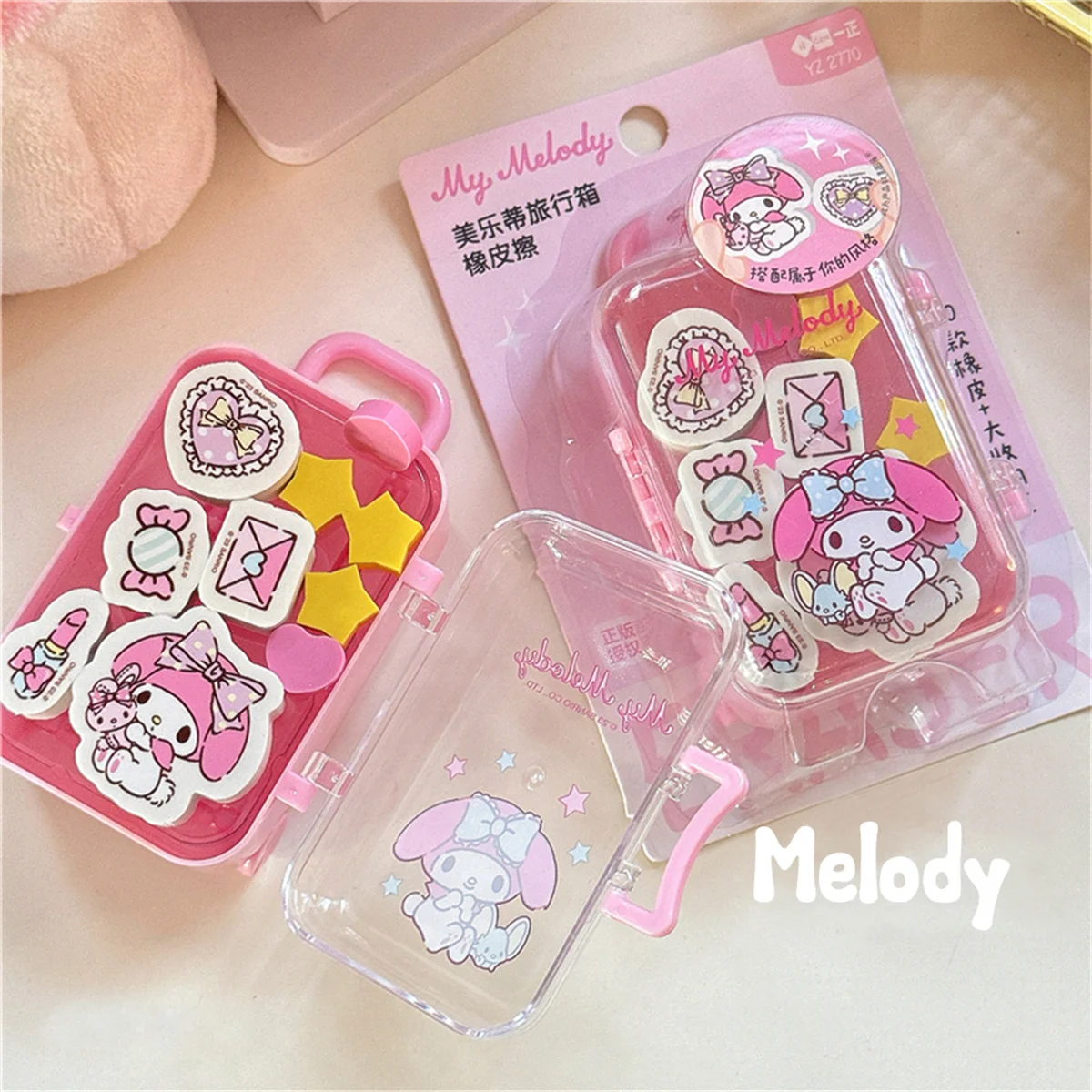 Kawaii Sanrio Cinnamoroll Melody Eraser Set with Box Cartoon Figure Model Erasers Stationery Office School Supplies Gifts Toys - view 5