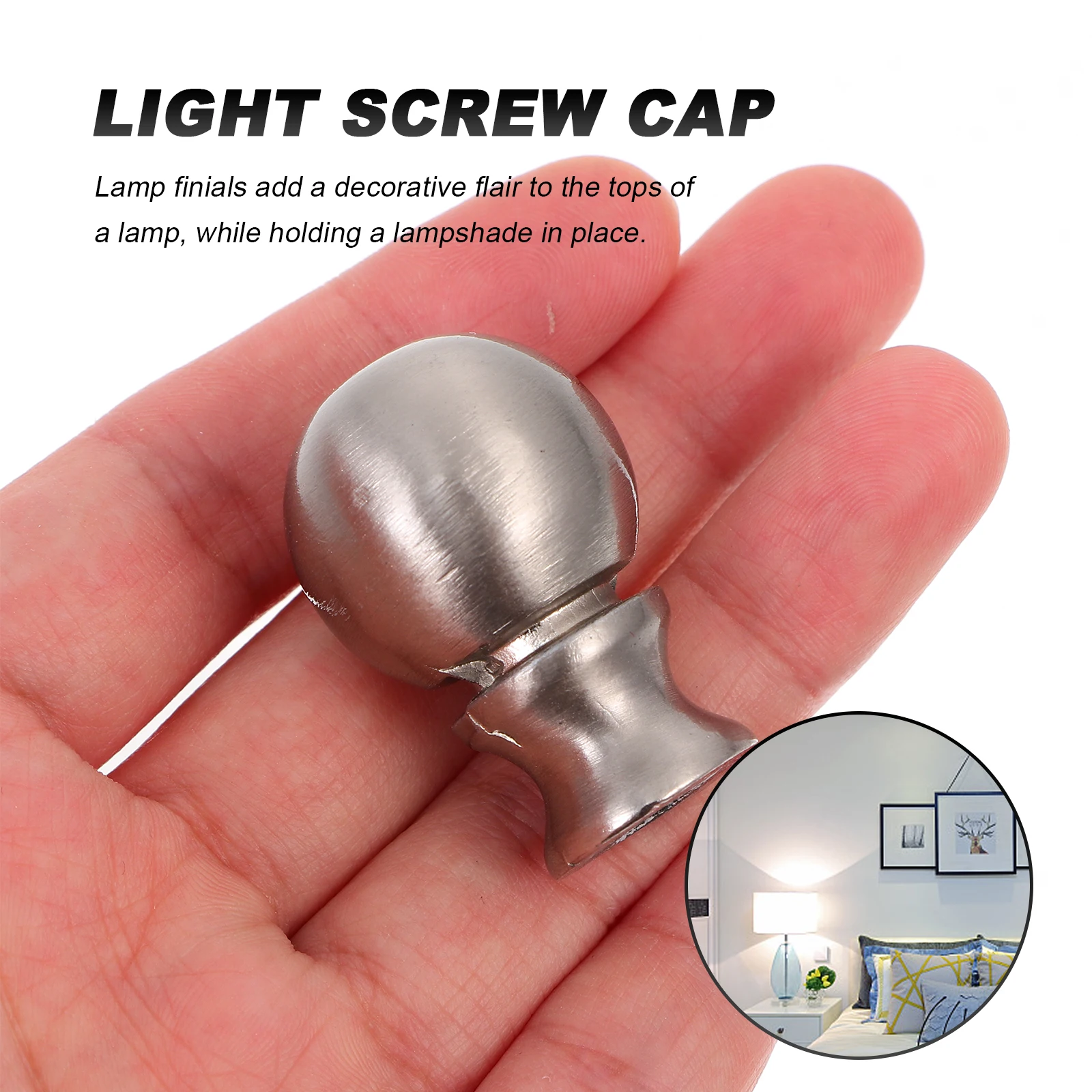 

2pcs Lamp Finial Vintage Horn Frame Decorative Head Silver Light Knob Shade Toppers Accessories For Table Floor Lights Durable