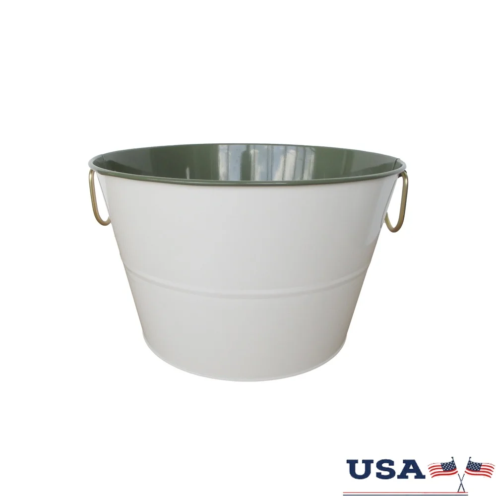 

Galvanized Steel Round Tub Versatile Storage Decorative Display Ice Bucket Party Tub Indoor Outdoor Use Rust Resistant
