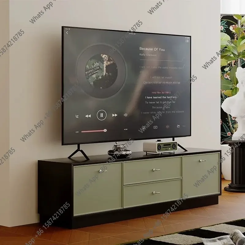 X Living Room Home Retro Contrasting Color TV Cabinet Solid Wood Medium Antique Paint Custom Living Room Bedroom TV Cabinet