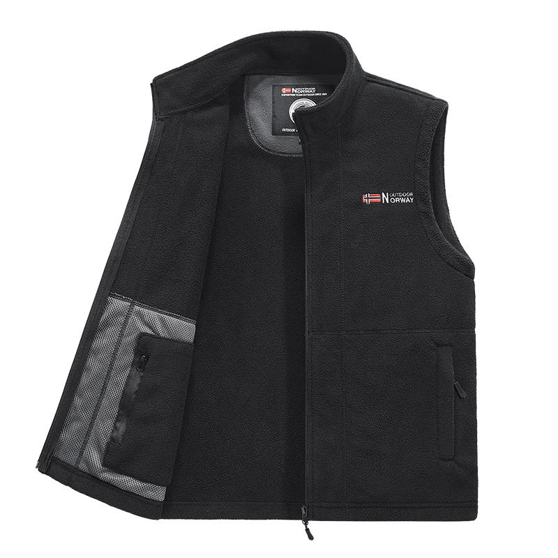 Polar Fleece Norwegen Weste Herren Outdoor Winter Warme Weste Mantel Stehkragen Armee Verdickte Westen Kleidung Jacke Ärmellose Weste – Detail 16