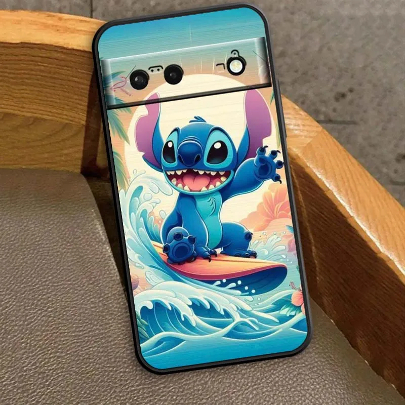 Disney Stitch Cartoon Cute Art For Google Pixel 9a 9 8A 8 7 7A 6 6A Pro XL 2024 5G Black Soft TPU Silicone Cover Phone Case - Image 4