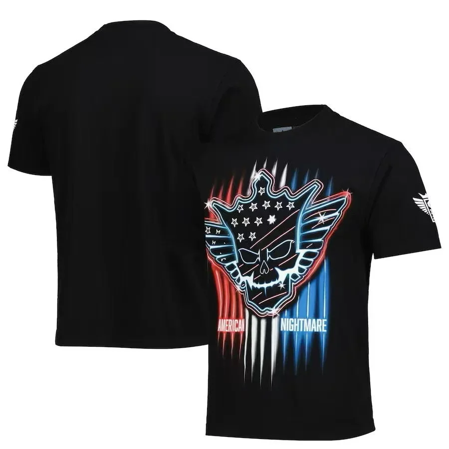 2025 New WWE American Nightmare Cody Rhodes Wrestling Cotton Round Neck T-shirt Short Sleeve Breathable Outdoor Men's Colting