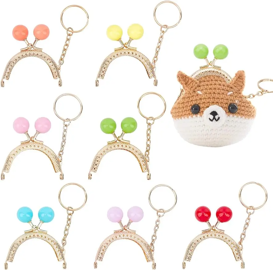 7 Colors Purse Frame Bag Kiss Clasp Lock Key Ring 2\