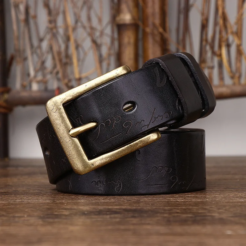 Genuine Leather Belts for Men Luxury Strape Male Pin Buckle Fancy Vintage Jeans Width:3.8cm Length:110-125cm