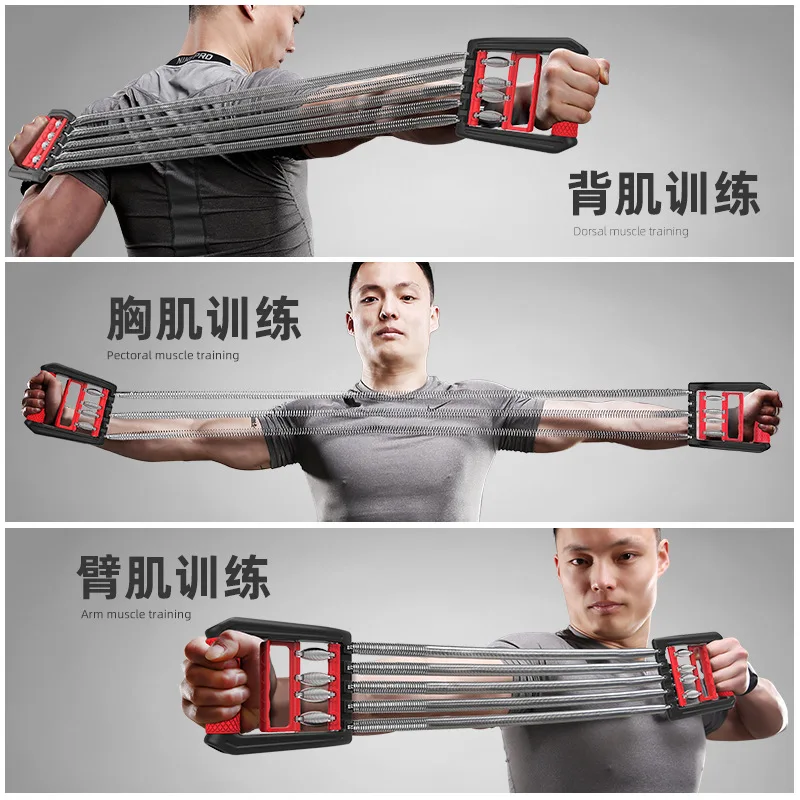 2‑in‑1 Spring Hand Gripper Resistance Trainer Men Arm Chest Builder Women Stretching Strap Abdominal Core Fitness Workout Gear