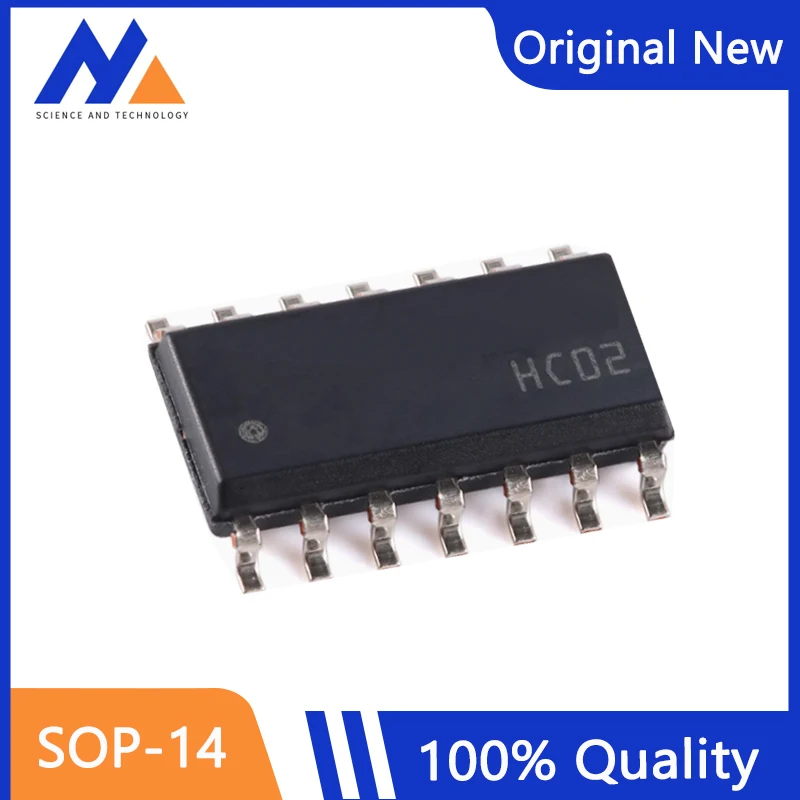 10PCS/LOT HC02 SN74HC02DR  SOP-14 100% New Original  Four channel 2-input positive or negative gate SMT logic chip