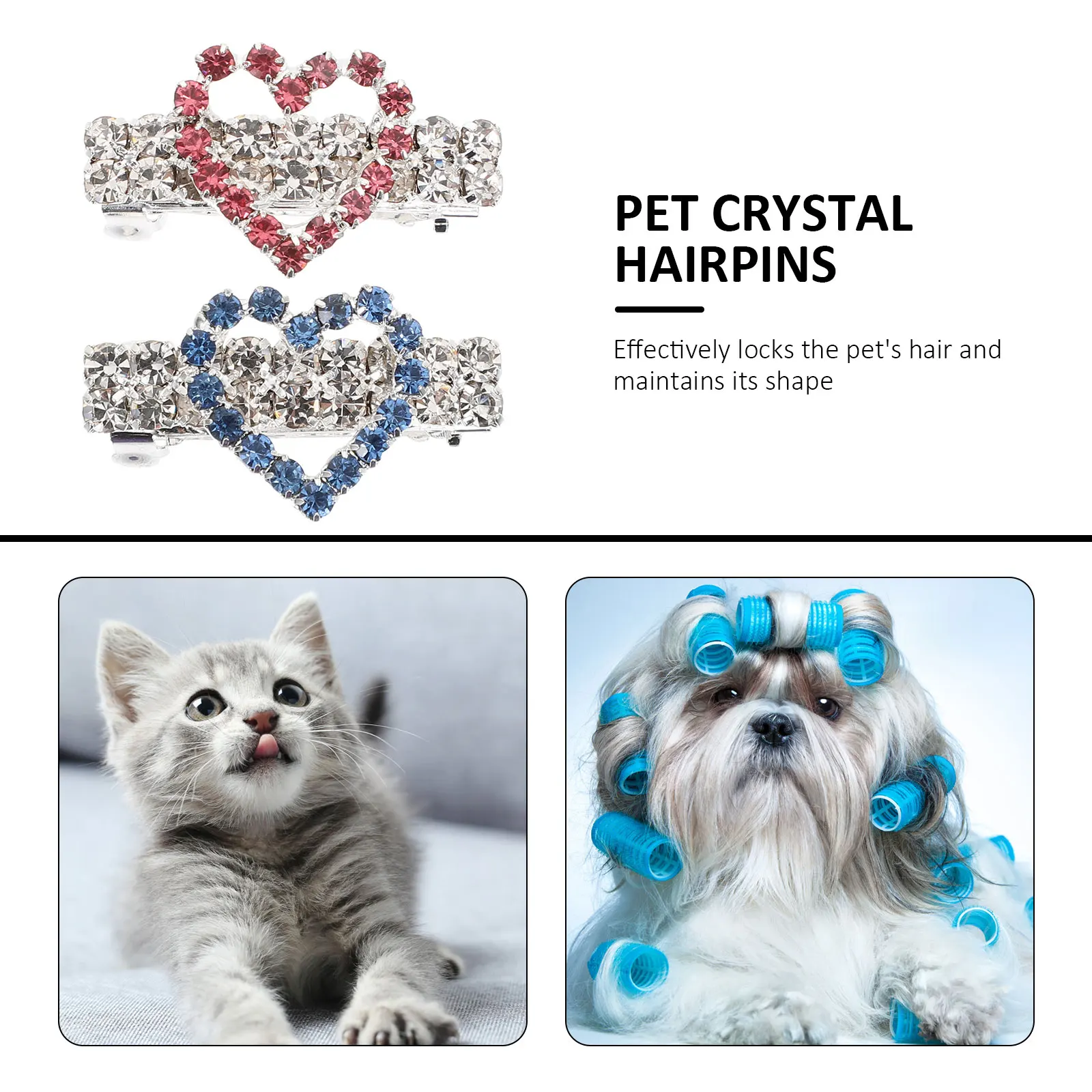 

2Pcs Heart Shape Pet Hair Clips Durable Decorative Dog Puppy Hairpins Daily Use Pet Hair Accessories Cat Headdress