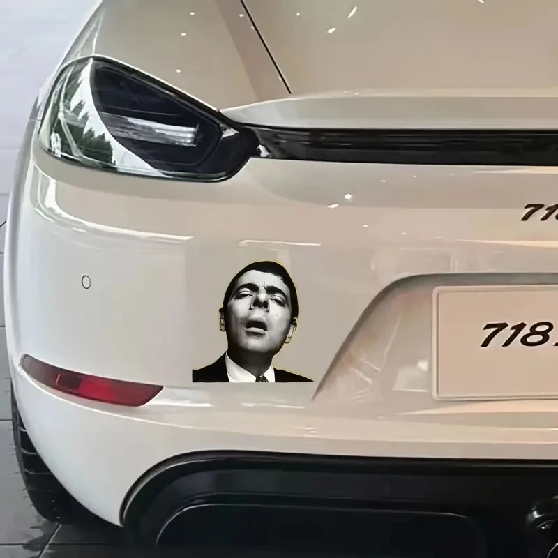 ملصق كوميدي عاكس للضوء من Mr. Bean - ملصق PVC مبتكر للسيارة والدراجات النارية والخوذة | أسود وذهبي، ذاتي اللصق، #2