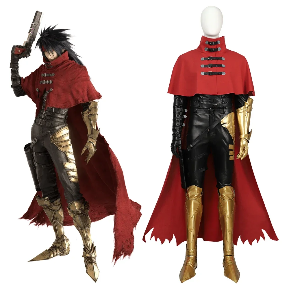 

Final Fantasy VII Vincent Valentine Cosplay Costume Adult Men Leather Jumpsuit Cape Cloak Suit Halloween Carnival Party Clothes