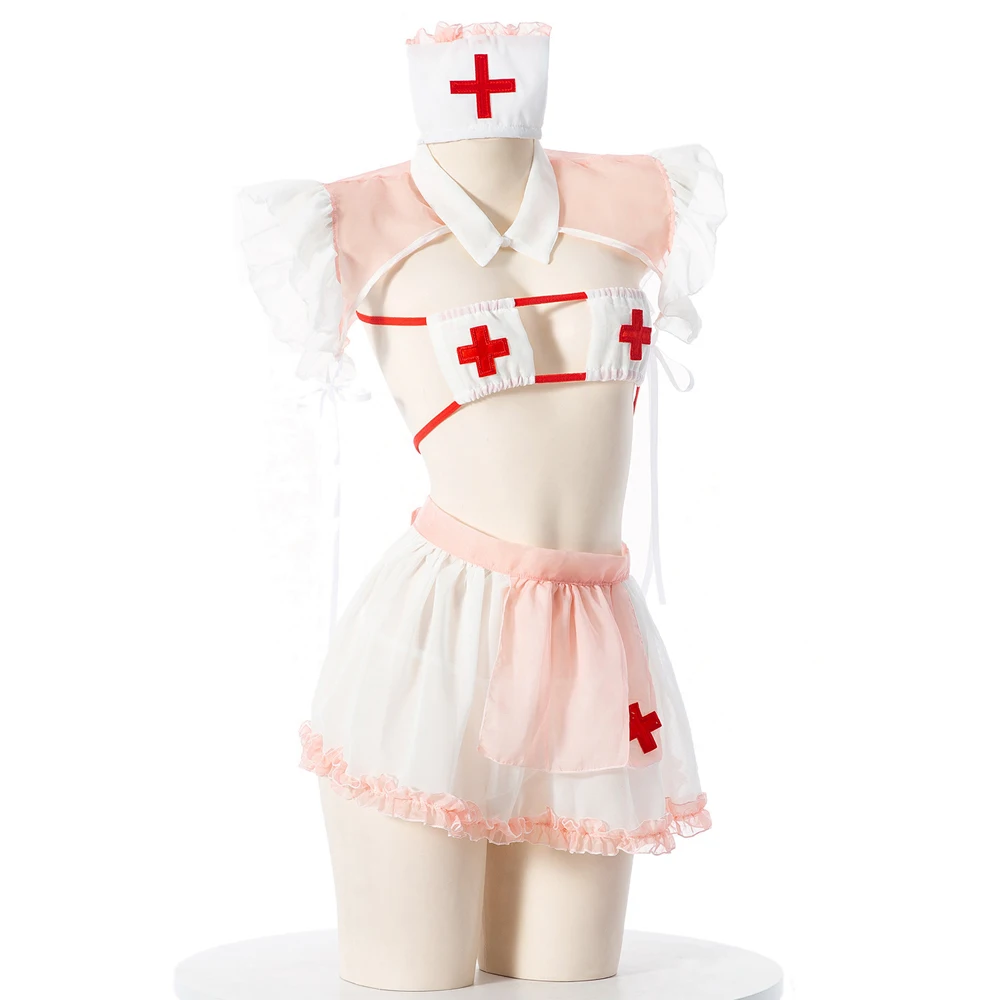 AniLV 달콤한 간호사 비밀 란제리, 분위기 있는 유니폼, 취침 시간 역할 놀이 여성 속옷 잠옷, 에로틱 코스튬