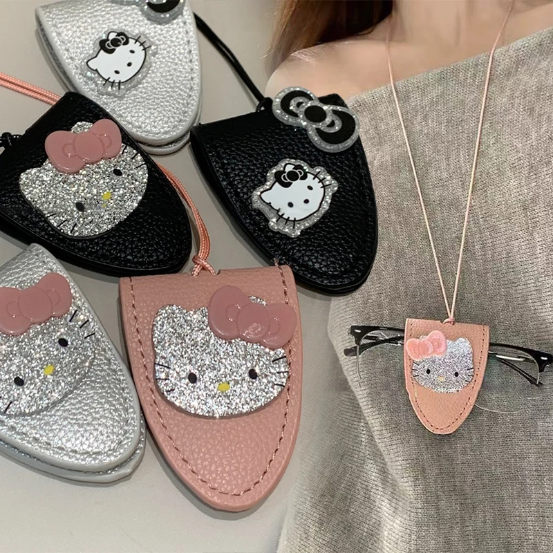 

Leather Eyeglasses Storage Bag Pendant Storage Hanging Rope Durable Glasses Clip Simple Multifunction Hanging Neck Pouch