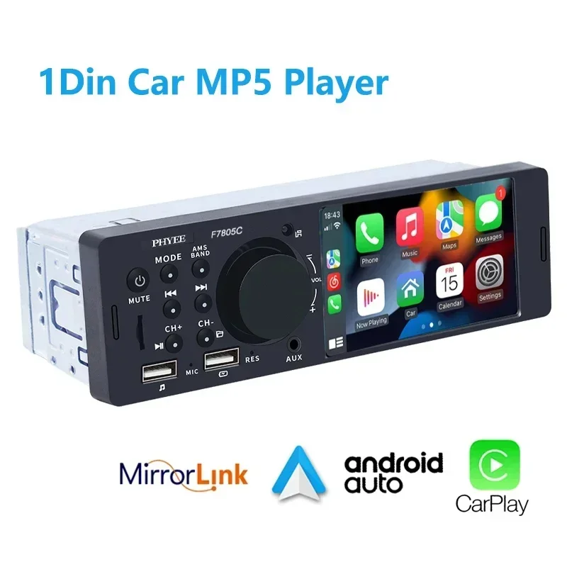 4inch Car Radio 1Din Bluetooth Autoradio Carplay Android Auto Car MP5 Player TF USB Audio Stereo Receiver Touch Screen Head Unit