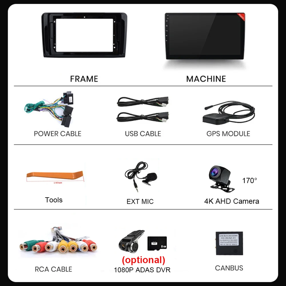 Android 16 Car radio For Mercedes Benz M-Class W164 GL-Class X164 ML GL Car Radio CarPlay Android Auto GPS No 2 din 2din DVD