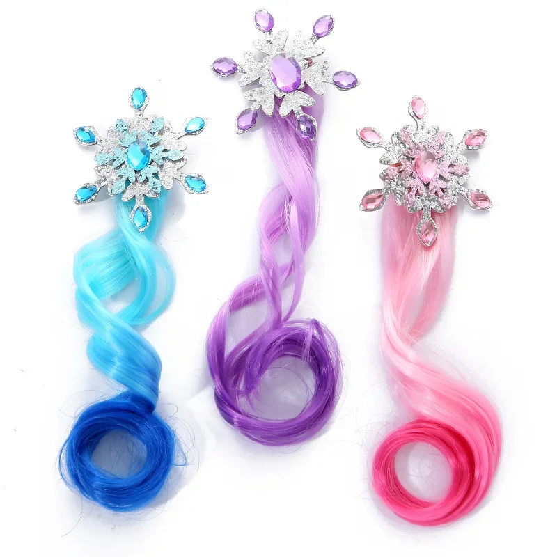 

New Kids Wig Hair Accessories Princess Snow Rhinestone Wig Color Gradient Wig Children Headwear Girls Kids Hair Accessories