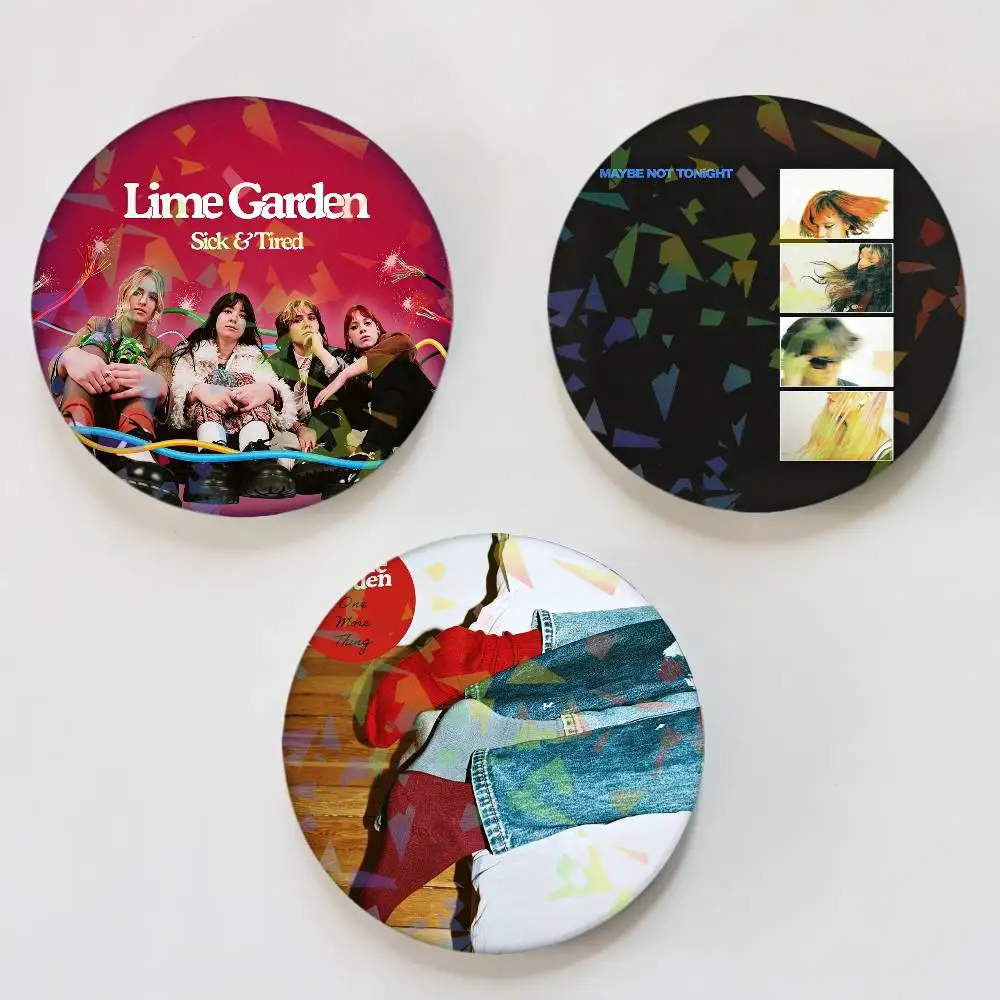 Band L-Lime Garden Round Badge Lapel Pins for Backpacks Briefcase Laser Brooch Clothes Gifts