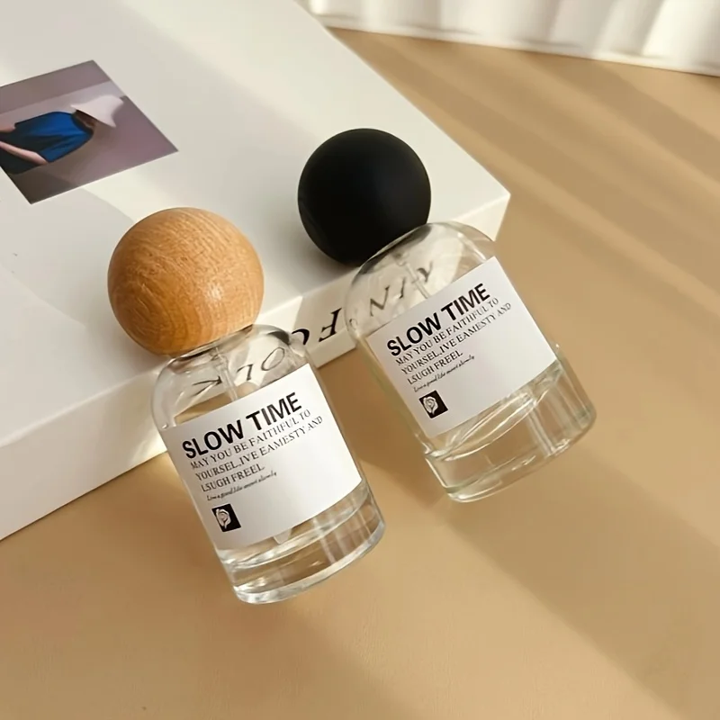 5 Stück 30/50ML Leere Parfümflaschen aus Glas mit Holzdeckel, Nachfüllbare Sprühflasche für Reisen, Flüssigkosmetik, Ätherische Öle, Parfümbehälter – Detail 2