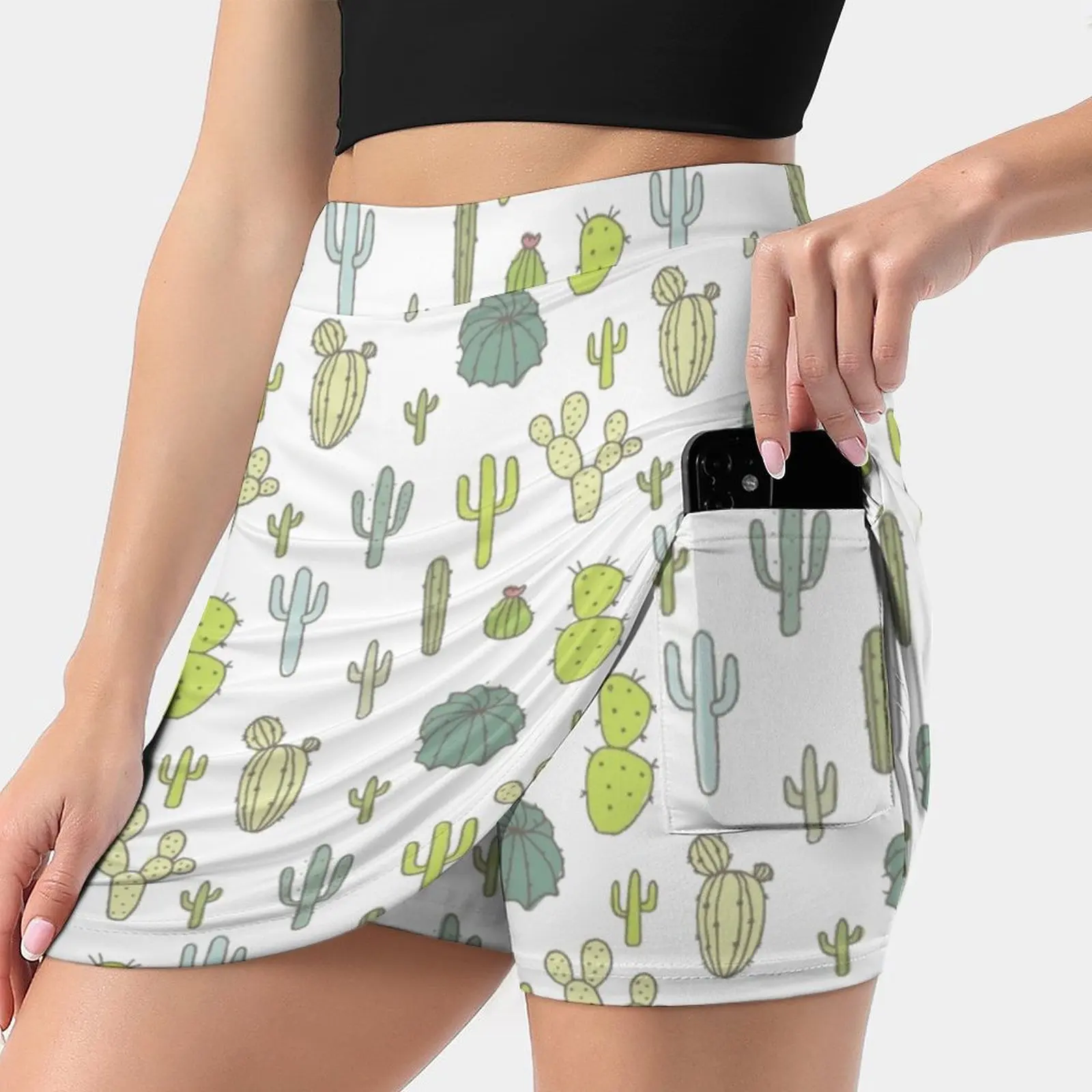 Cactussen Print Vrouwen Sport Rok Tennis Golf Dans Fitness Running Yoga Rokken Cactus Cactussen Roze Trendy Moderne Groene Jungle