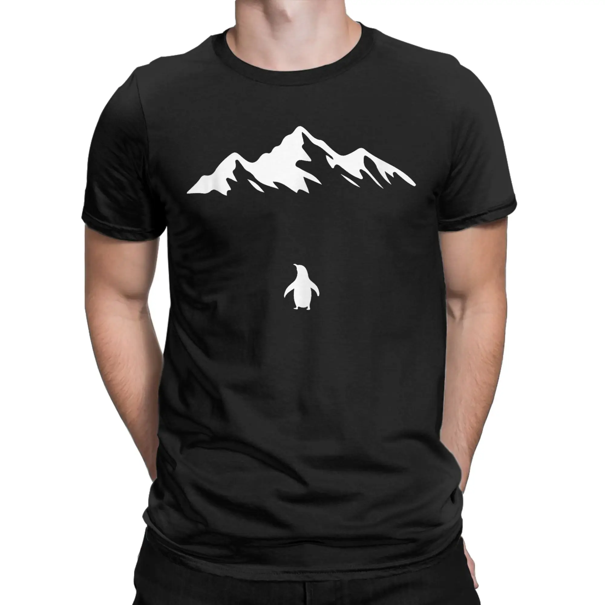 Lone Penguin Survival But Why Funny Dark Meme T-Shirt Men  Vintage Cotton Tees Crew Neck Short Sleeve T Shirt Summer Clothing