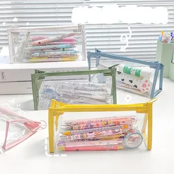 Pen Bag Pencil Case PVC Cosmetic Bag Waterproof Zipper Small Storage Bags Makeup Organizers Cosmetic Pouch Women Girls Organizer