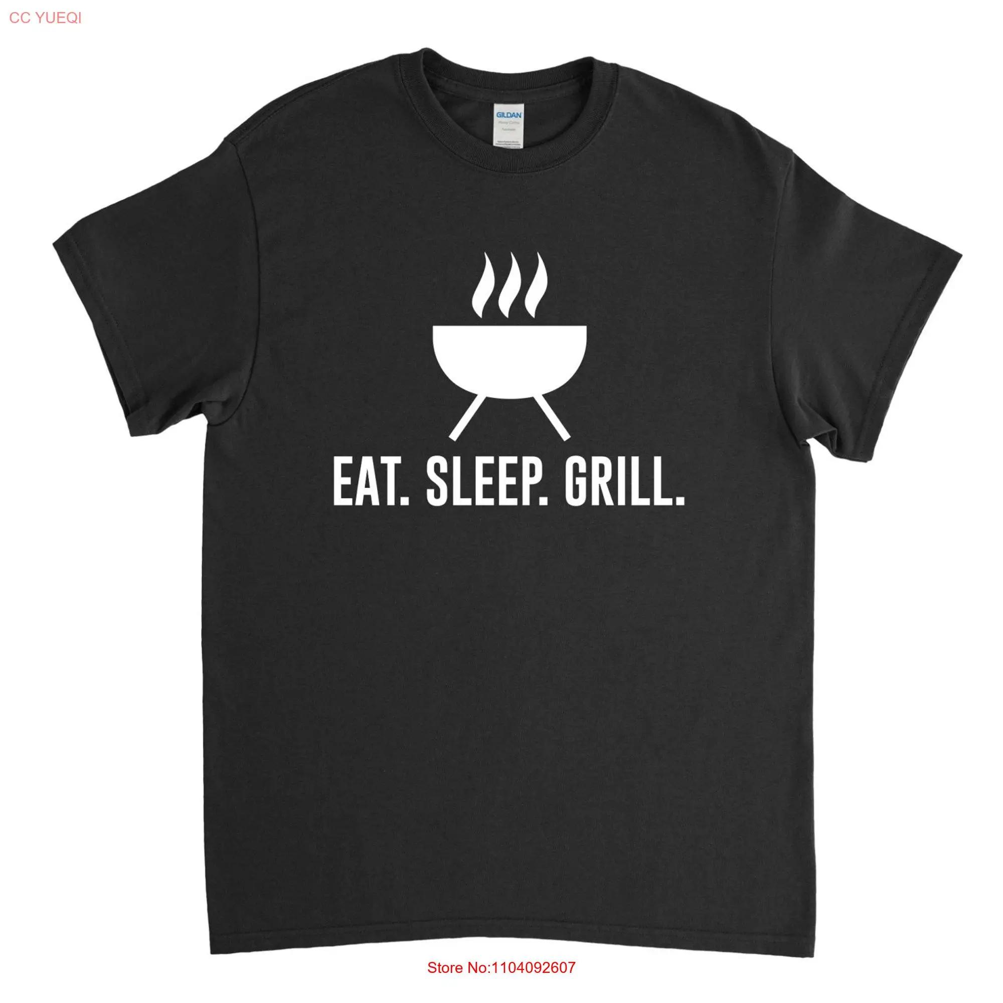 Eat Sleep Grill Grilling T Shirt BBQ Funny Cook Out long or short sleeves