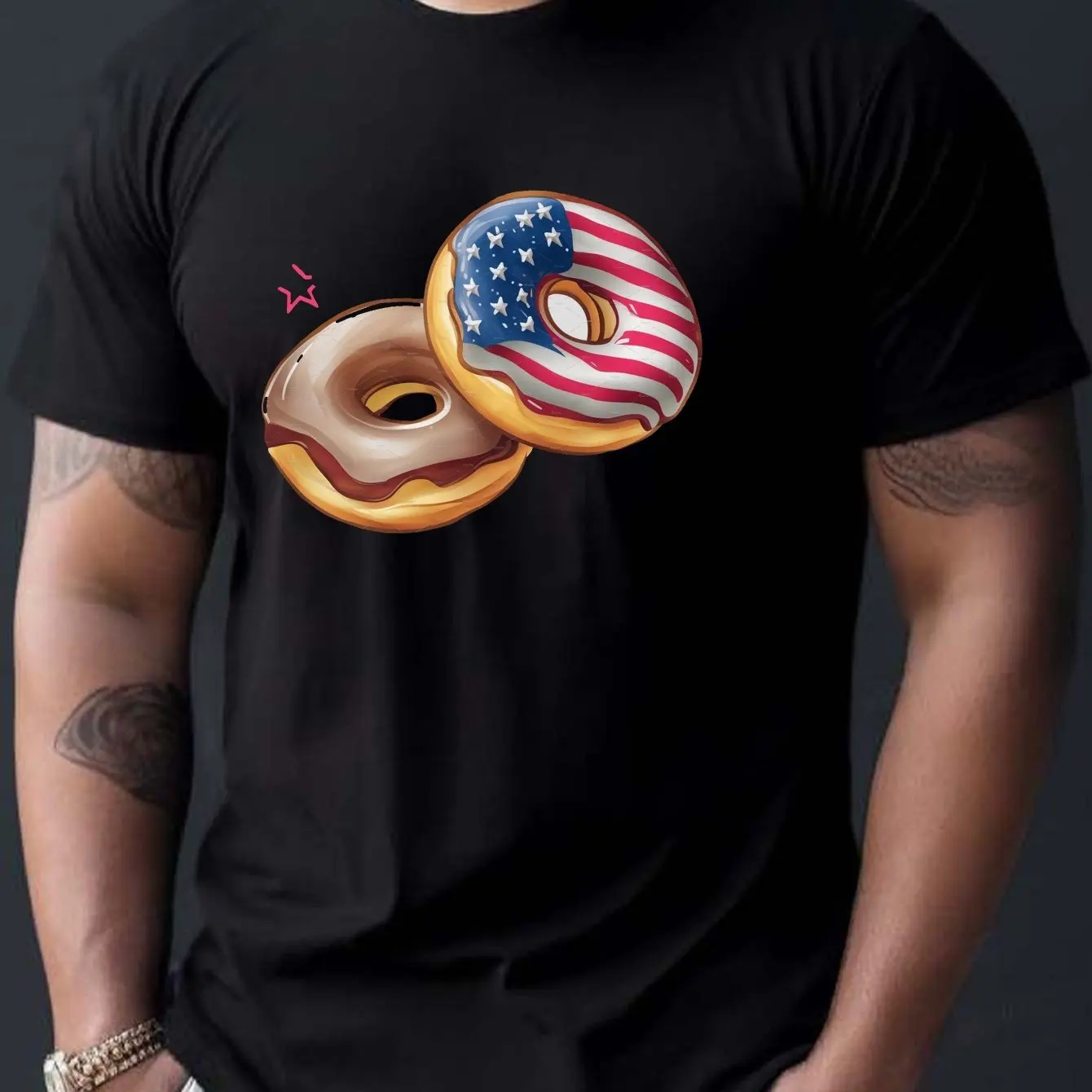 Camiseta de Donut patriótica, camiseta gráfica de Donut con bandera americana, divertida y única, regalo perfecto para amantes de los donuts, informal de verano