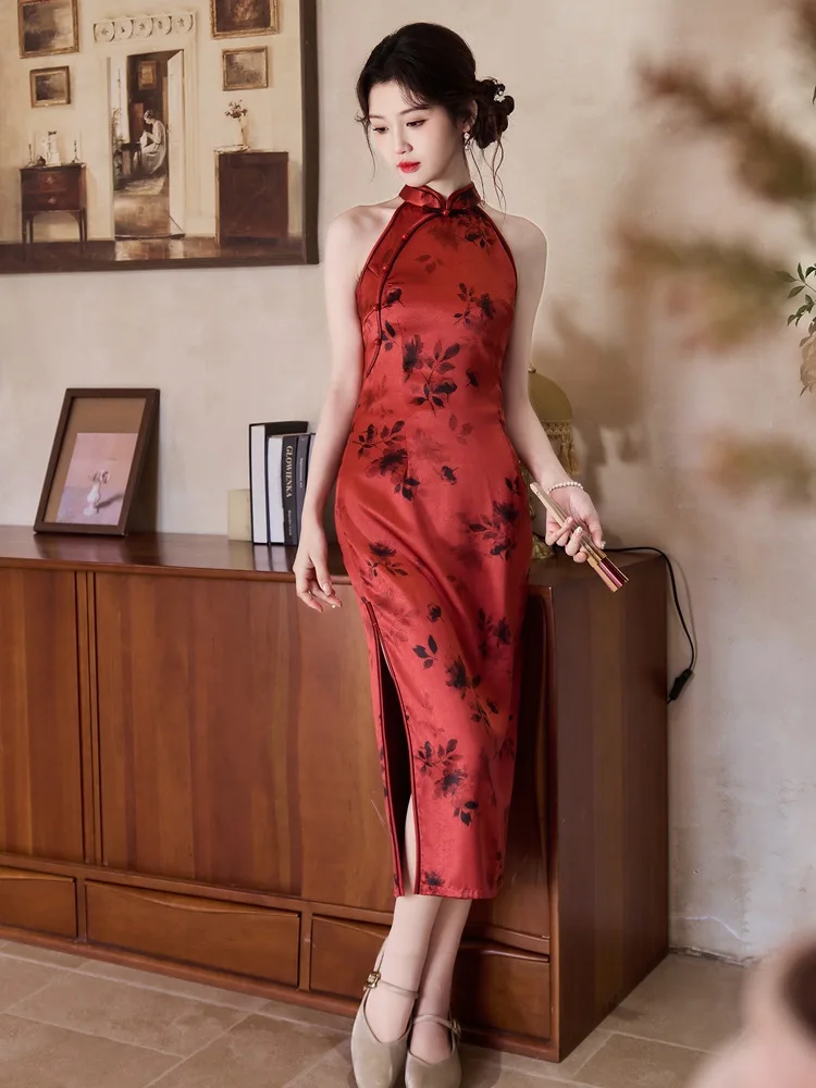 

Summer Halter Sexy Girl Youth Improvement Temperament Slim Fit Off Shoulder Fashion Chinese Qipao