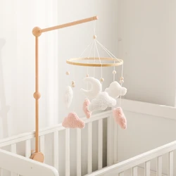 Jouets hochet en bois pour bébé de 0 à 12 mois, cloche de lit, nuage de dessin animé, poils d'agneau, mobile, cintre CPull, mobile, cadeau pour enfant