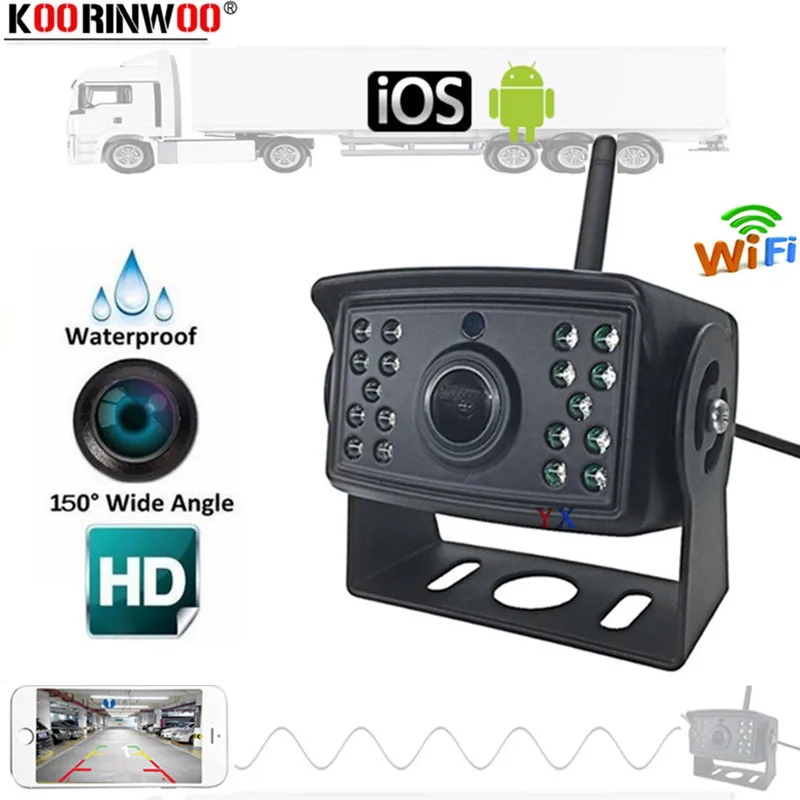 

Koorinwoo WiFi Car Back Camera 1080P Waterproof Rear View Vehicle Camera 130 Wide Angle Night Vision Backup Parking Dash Cam