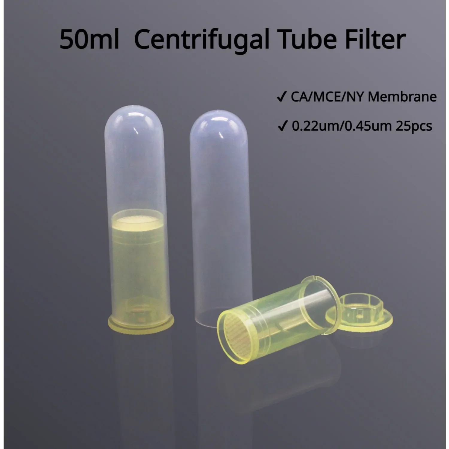 25pcs LABSELECT 50ml Centrifugal Tube Filter CA/MCE/NY Membrane 0.22um 0.45um Removes Impurities Bacteria Microcentrifuge Tube