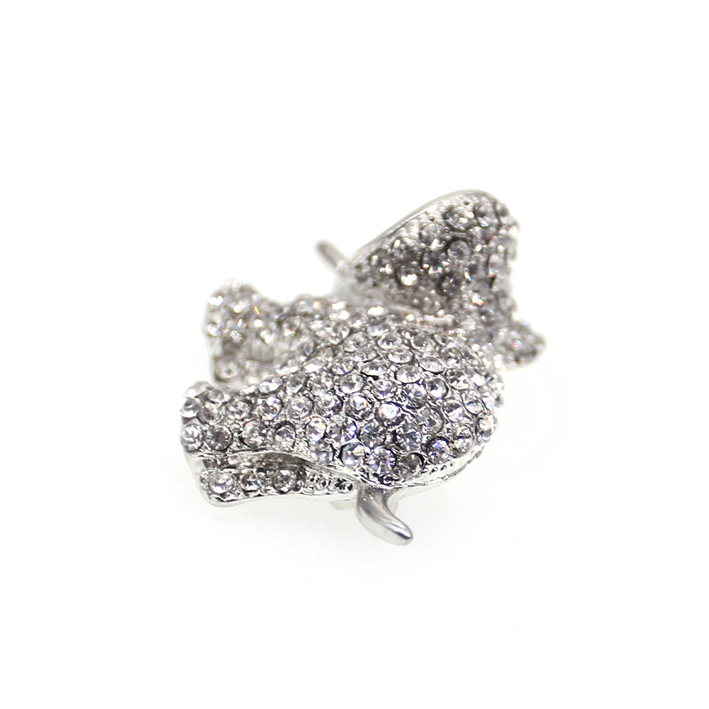 30 pcs/lot Custom Clear Rhinestone Crystal Elephant Animal Brooch Pin