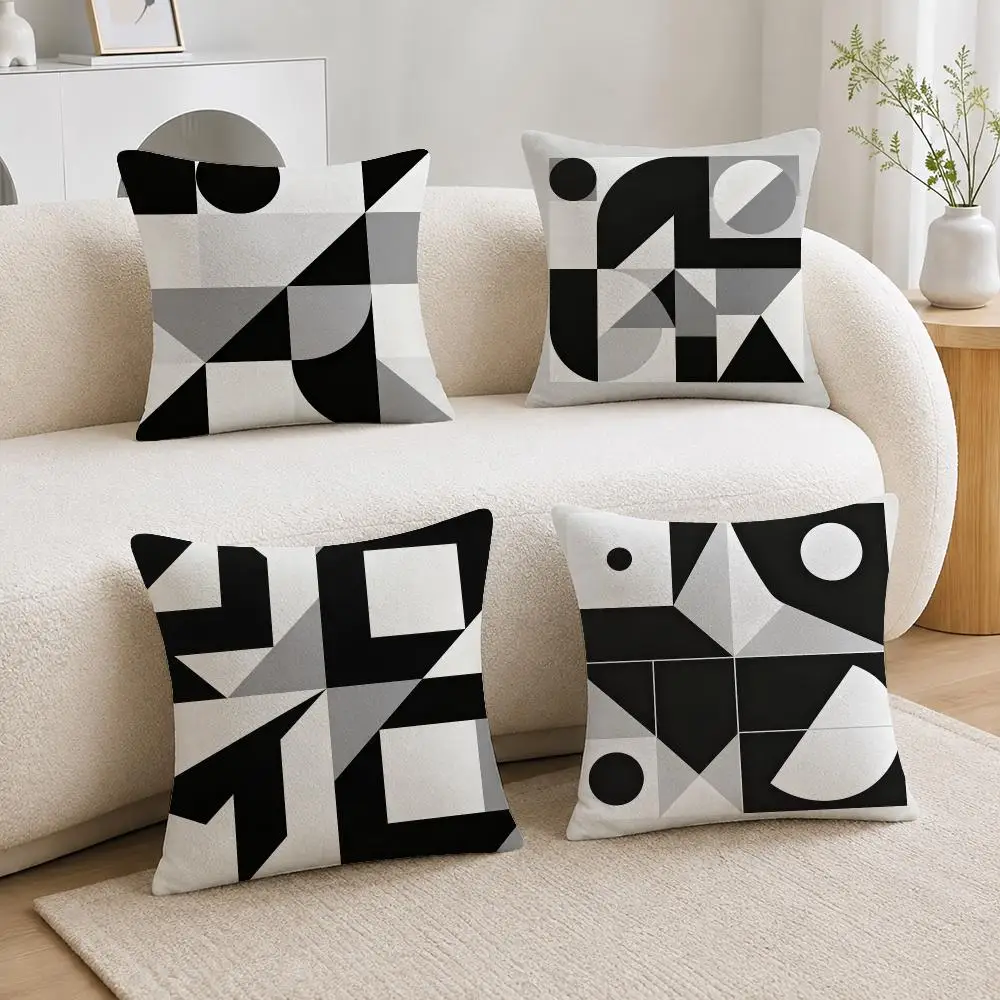 Pattern Reduced Geometry Pattern Cushion Cover Soft Plush Cushion Covers Fluffy Throw Pillow Cases for Sofa Bedroom Home Decor